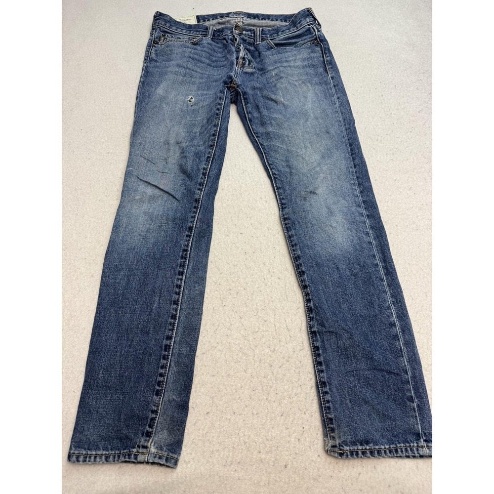 Abercrombie & Fitch Jeans Mens 30x30 Blue Medium Wash Button Fly Distressed